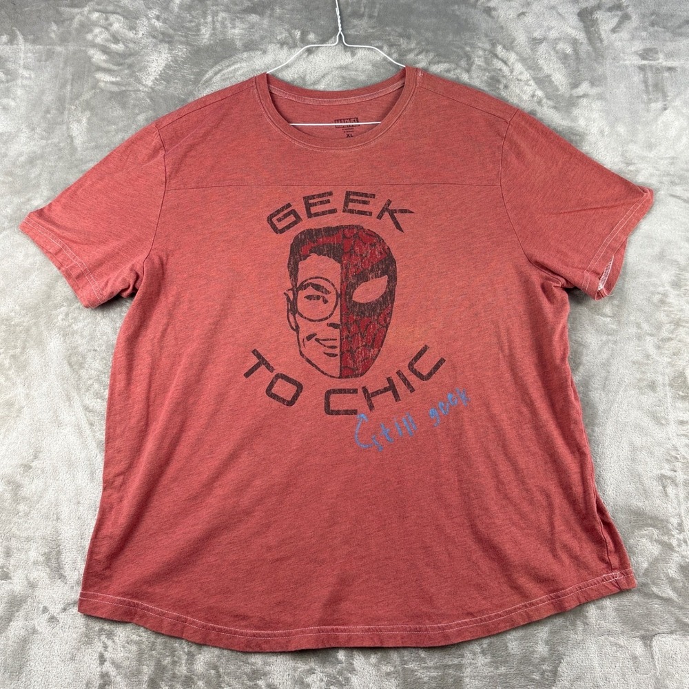 Marvel T-Shirt Mens XL Geek To Chic Spiderman Red Heather Graphic EUC